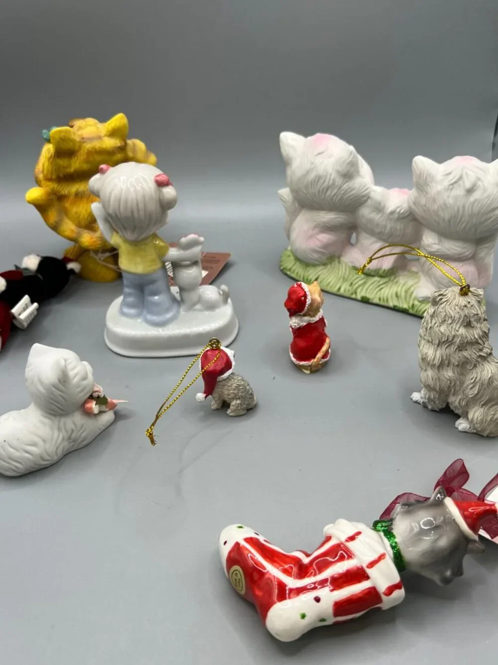 Cat Kitten Lot of 9 Items Ornaments Bobblehead Figurines Holiday Stocking